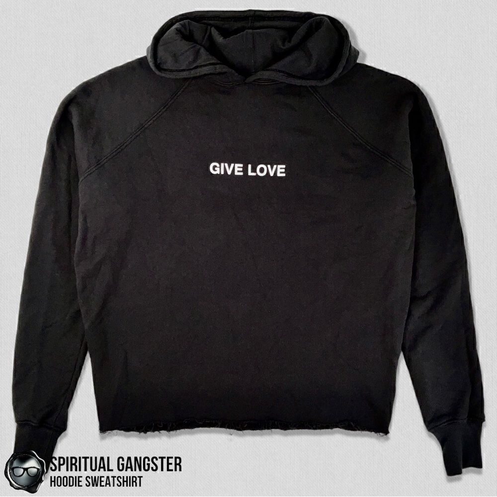 SPIRITUAL
GANGSTER WOMEN’S COTTON GIVE LOVE RAGLAN HOODIE SWEATSHIRT IN BLACK